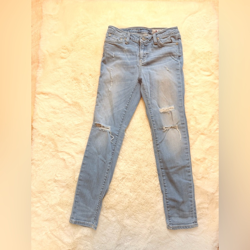AG Adriano Goldschmied Light Blue Distressed Skinny Jeans Girl’s Size 12